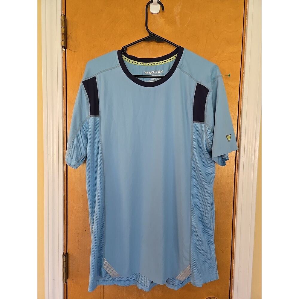 Road Runner Activewear Shirt Adult Small L Aqua Blue KORSA Top Running Mens